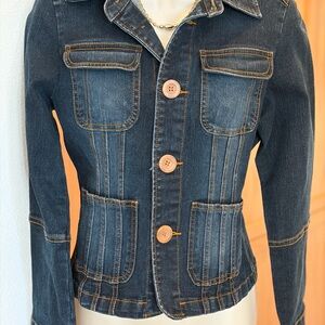 TULLE by Anthropology Jean Jacket with Tan Buttons.  Versatile and comfortable.